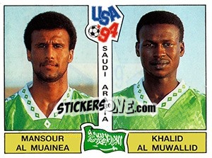 Sticker Mansour al Muainea / Khalid al Muwallid - FIFA World Cup USA 1994. Dutch version n. 323 - Panini