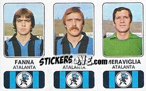 Sticker Pietro Fanna / Ezio Bertuzzo / Giuseppe Meraviglia - Calciatori 1976-1977 n. 317 - Panini