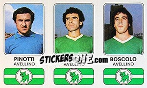 Sticker Gian Nicola Pinotti / Raffaele Schicchi / Giorgio Boscolo - Calciatori 1976-1977 - Panini