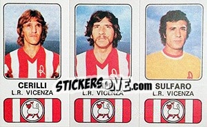 Sticker Franco Cerilli / Roberto Filippi / Michelangelo Sulfaro - Calciatori 1976-1977 n. 377 - Panini