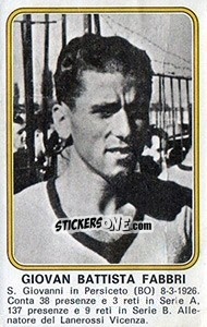 Figurina Giovan Battista Fabbri - Calciatori 1976-1977 - Panini