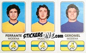 Sticker Domenico Ferrante / Giovanni Ferrandini / Gianfranco Geromel - Calciatori 1976-1977 n. 397 - Panini