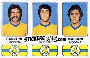 Sticker Luigi Sanzone / Gabriele Matricciani / Paolo Mariani - Calciatori 1976-1977 n. 398 - Panini