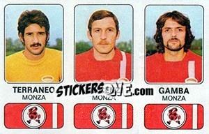 Sticker Giuliano Terraneo / Giuliano Vincenzi / Eugenio Gamba - Calciatori 1976-1977 n. 404 - Panini