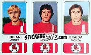 Sticker Rubens Buriani / Roberto Antonelli / Ariedo Braida - Calciatori 1976-1977 n. 406 - Panini