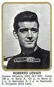 Sticker Roberto Lovati - Calciatori 1976-1977 - Panini