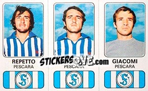 Cromo Giorgio Repetto / Andrea Prunecchi / Mario Giacomi - Calciatori 1976-1977 - Panini