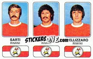 Sticker Gianfranco Sarti / Gianfranco Romano / Sergio Pellizzaro - Calciatori 1976-1977 - Panini