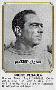 Sticker Bruno Pesaola - Calciatori 1976-1977 - Panini