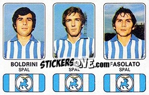 Sticker Giulio Boldrini / Silvano Gelli / Lucio Fasolato - Calciatori 1976-1977 n. 495 - Panini