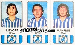 Sticker Franco Lievore / Massimo Tassara / Tiziano Manfrin - Calciatori 1976-1977 n. 498 - Panini