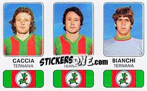 Sticker Franco Caccia / Franco Pezzato / Massimo Bianchi - Calciatori 1976-1977 n. 517 - Panini