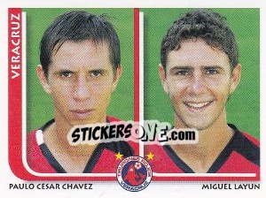 Sticker Paulo Cesar Chavez / Miguel Layun - Superfutbol Mexico 2009 - Panini