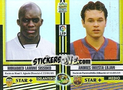 Sticker Aguado / Portillo / Sissoko / Iniesta - Top Liga 2004-2005 n. 190b - Mundicromo