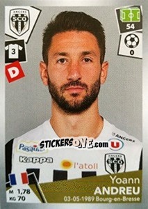 Cromo Yoann Andreu - FOOT 2017-2018 n. 28 - Panini