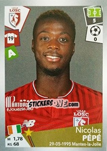 Sticker Nicolas Pépé - FOOT 2017-2018 n. 175 - Panini