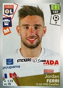 Sticker Jordan Ferri - FOOT 2017-2018 n. 192 - Panini