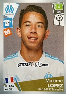 Sticker Maxime Lopez - FOOT 2017-2018 n. 218 - Panini