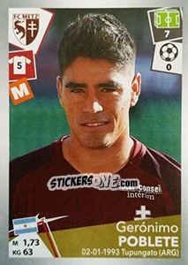 Sticker Gerónimo Poblete - FOOT 2017-2018 n. 249 - Panini