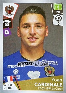 Sticker Yoan Cardinale - FOOT 2017-2018 n. 339bis - Panini