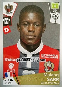 Sticker Malang Sarr - FOOT 2017-2018 n. 344 - Panini