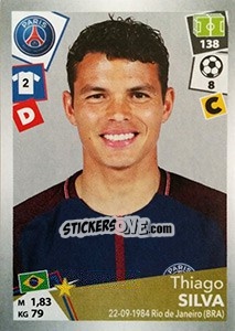 Sticker Thiago Silva - FOOT 2017-2018 n. 372 - Panini