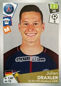 Cromo Julian Draxler - FOOT 2017-2018 - Panini