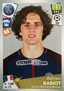 Sticker Adrien Rabiot - FOOT 2017-2018 n. 380 - Panini