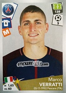 Sticker Marco Verratti - FOOT 2017-2018 n. 381 - Panini