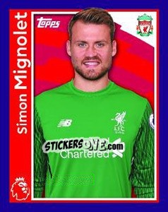 Sticker Simon Mignolet - Premier League Inglese 2017-2018 n. 140 - Topps