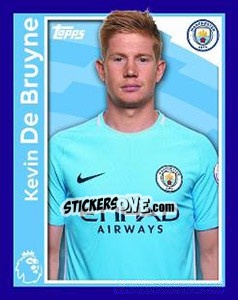 Sticker Kevin De Bruyne - Premier League Inglese 2017-2018 n. 186 - Topps