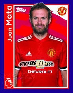 Sticker Juan Mata - Premier League Inglese 2017-2018 n. 199 - Topps