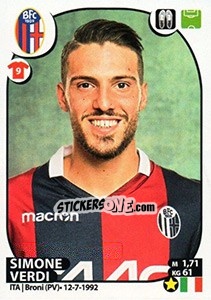 Figurina Simone Verdi - Calciatori 2017-2018 - Panini