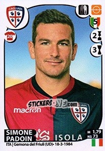 Sticker Simone Padoin - Calciatori 2017-2018 n. 101 - Panini