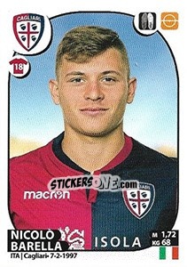 Figurina Nicolò Barella - Calciatori 2017-2018 - Panini