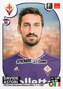 Sticker Davide Astori - Calciatori 2017-2018 n. 175 - Panini