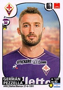 Cromo Germán Pezzella - Calciatori 2017-2018 - Panini