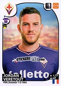 Sticker Jordan Veretout - Calciatori 2017-2018 n. 187 - Panini