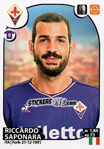 Figurina Riccardo Saponara - Calciatori 2017-2018 - Panini