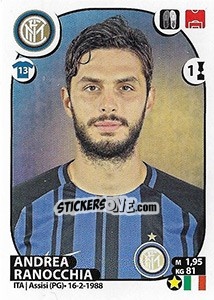 Sticker Andrea Ranocchia - Calciatori 2017-2018 n. 261 - Panini