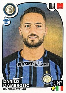 Cromo Danilo D'Ambrosio - Calciatori 2017-2018 - Panini