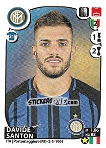 Sticker Davide Santon - Calciatori 2017-2018 n. 268 - Panini