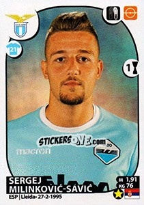 Sticker Sergej Milinkovic-Savic - Calciatori 2017-2018 n. 332 - Panini