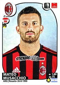 Sticker Mateo Musacchio - Calciatori 2017-2018 n. 345 - Panini