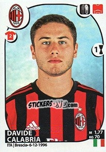 Figurina Davide Calabria - Calciatori 2017-2018 - Panini