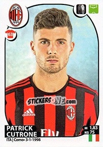 Cromo Patrick Cutrone - Calciatori 2017-2018 - Panini