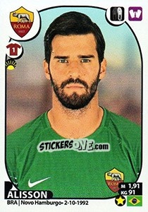 Sticker Alisson - Calciatori 2017-2018 n. 402 - Panini