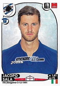 Cromo Jacopo Sala - Calciatori 2017-2018 - Panini