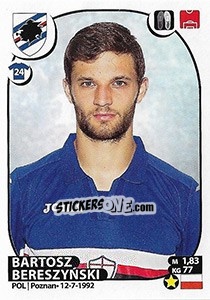 Figurina Bartosz Bereszyński - Calciatori 2017-2018 - Panini