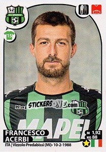 Figurina Francesco Acerbi - Calciatori 2017-2018 - Panini